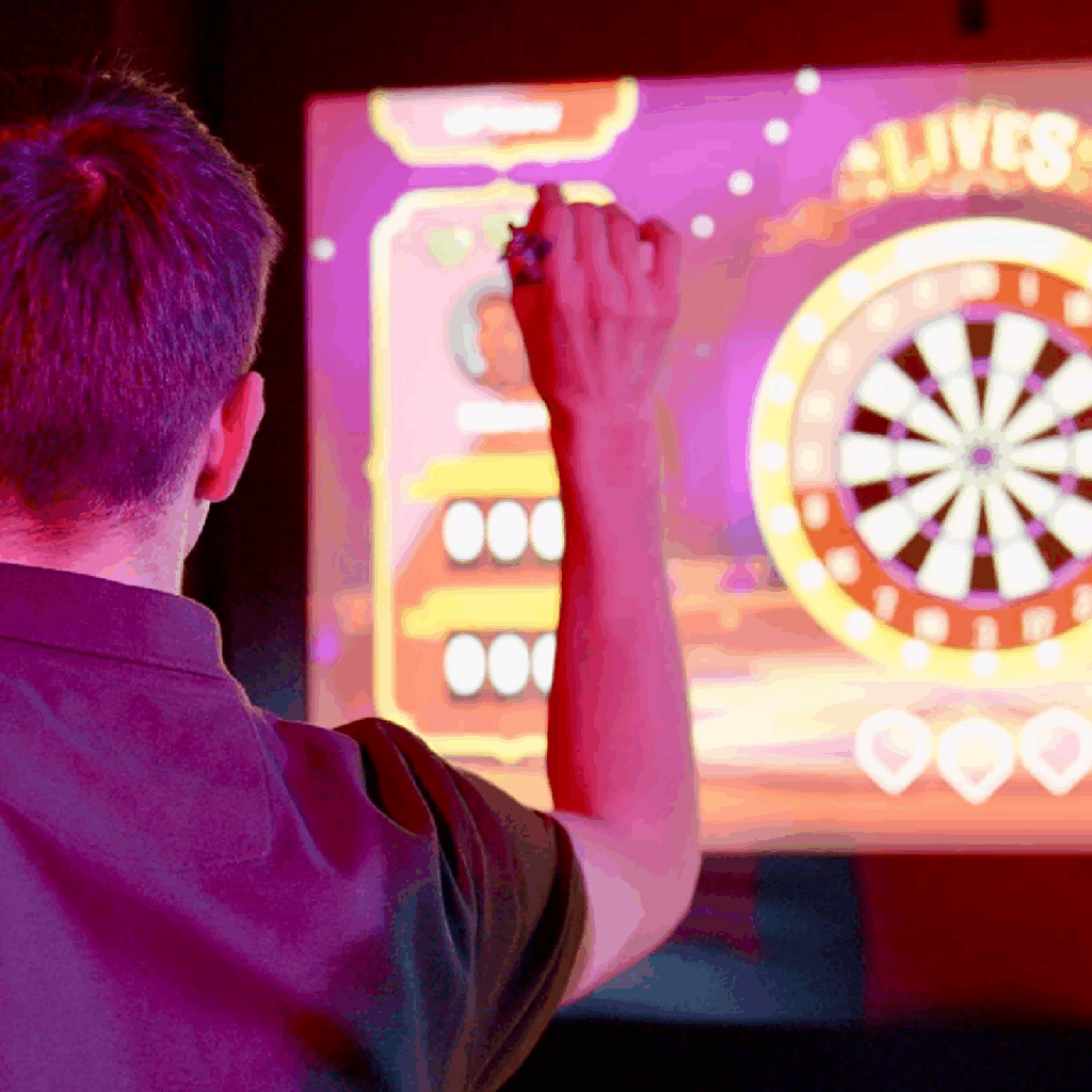 “Interactive darts at Urban Fun Kingston nightlife venue.”