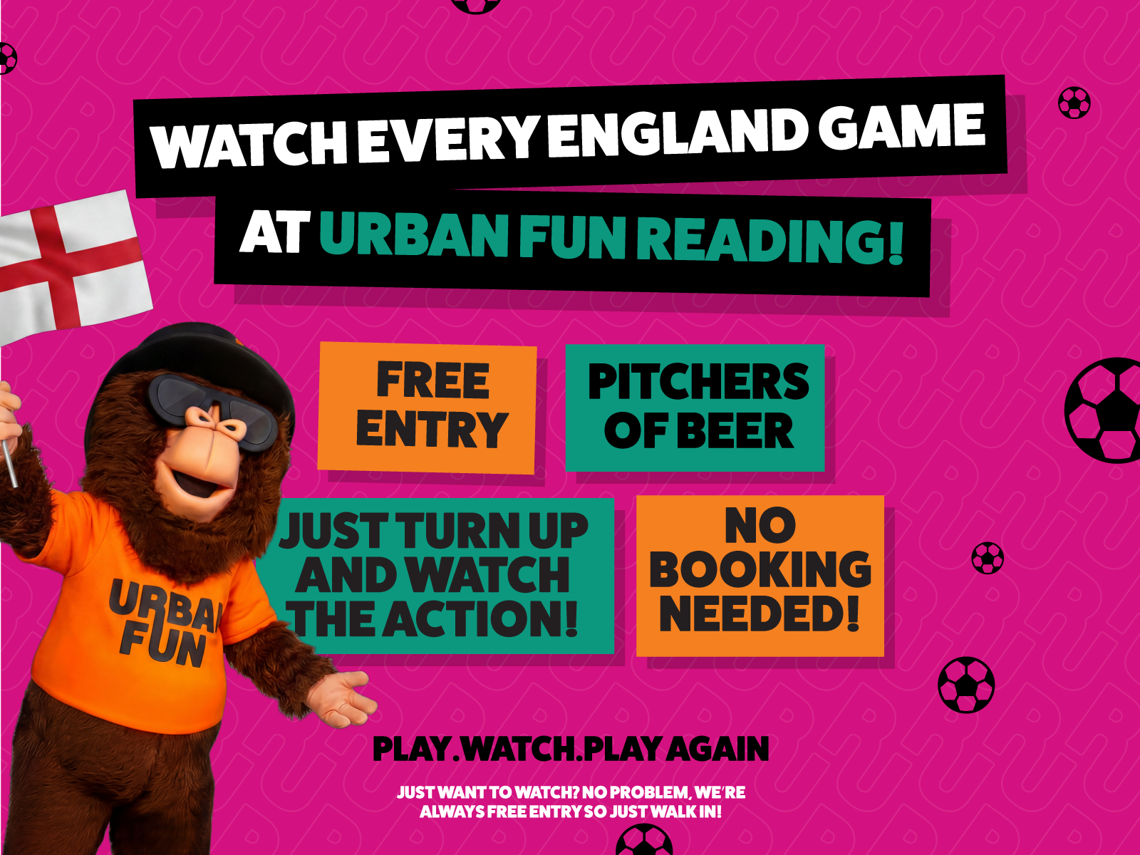 Urban Fun Reading is screening Every England Game
